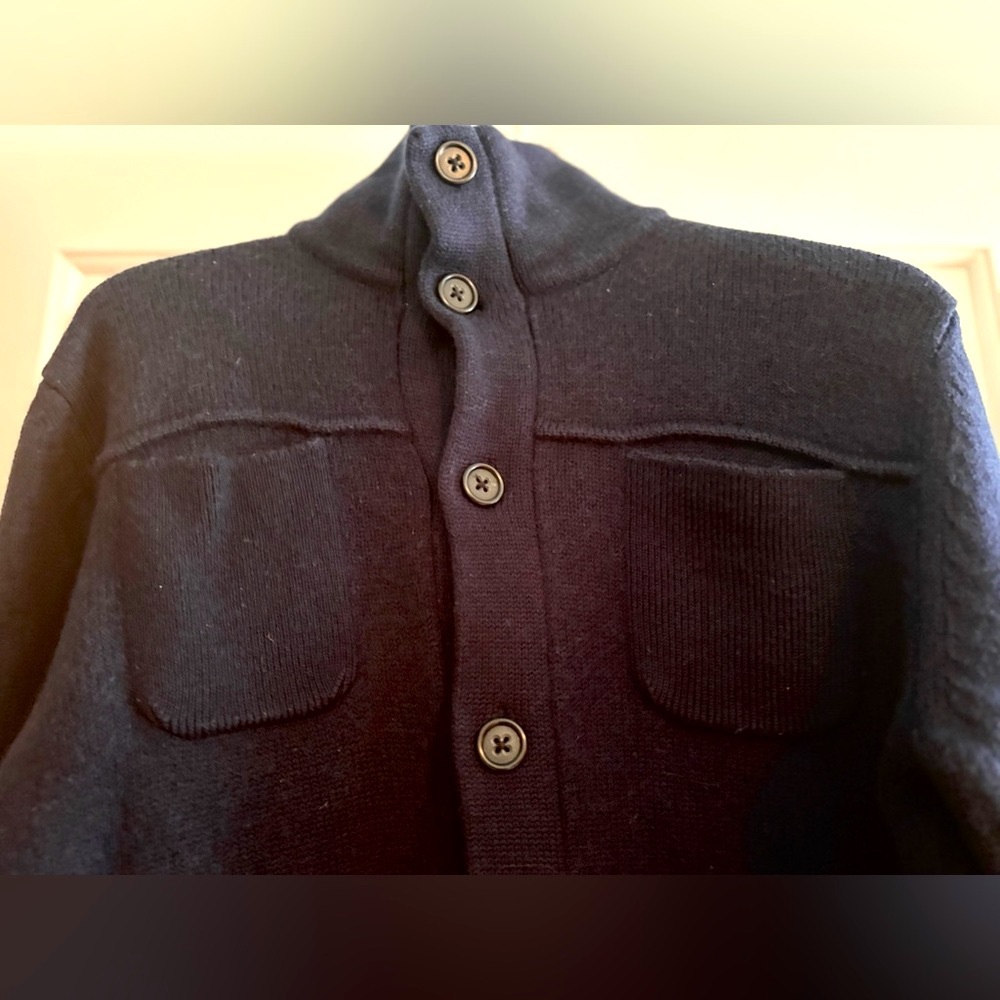 Banana Republic Navy Blue Merino Cardigan Sweater Jacket - Picture 3 of 6